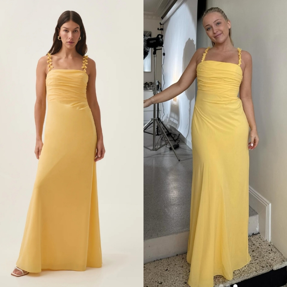 NWT Aje Soulful Pom Pom Midi Maxi Dress Soft Yellow 6